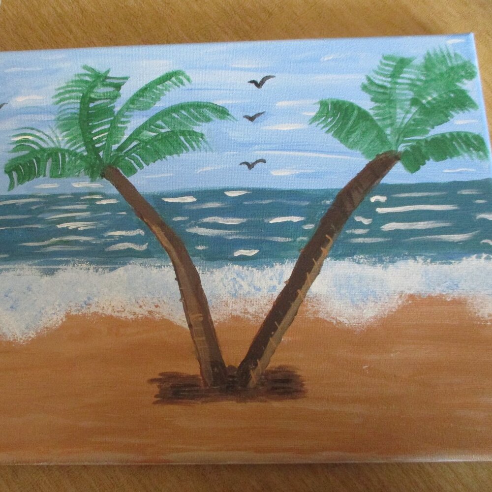 Original Acrylic Ocean/Beach Painting "After the Storm" on Canvas 9"x12"